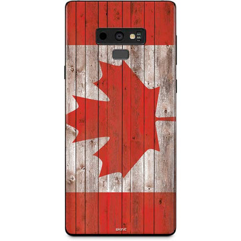 Canadian Flag Dark Wood Galaxy Note 9 Skin